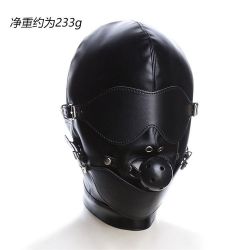BDSM Maska Černá s odepínacím roubíkem a škraboškou přes oči