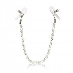 Skřipce na bradavky CalExotic Crystal Chain Nipple Clamps silver