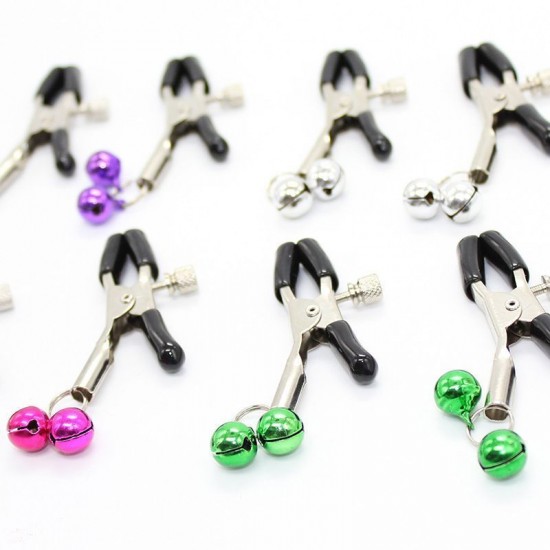 Skřipce na bradavky se zvonečky Bad Women  adjustable nipple clamps