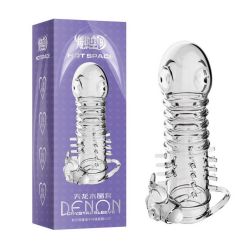 Návlek na penis Denon Crystal Sleeve 139 mm s vibrujícím zajíčkem