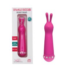 Fashion Succubi Vibrační dildo, Zajíčkova hůlka s bílými kamínky kolem základny, Design USA