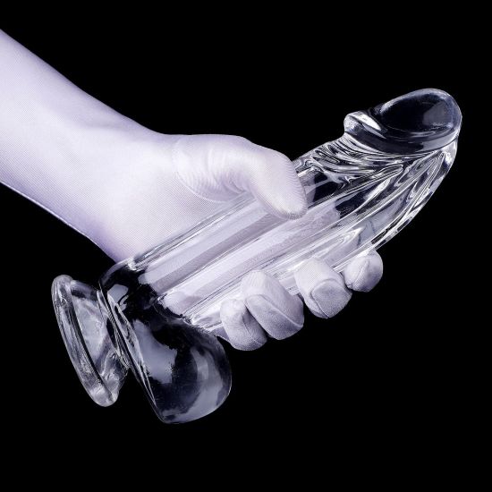 RIKI transparentní dildo s přisavkou 18,5 cm