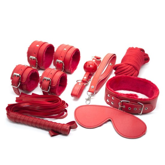 Sedmidílná sada Bondage Sexys toy, BDSM, červená