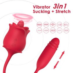 ROSE Vibrátor, dildo, lízání, přirážení, G Spot, 3 v 1,