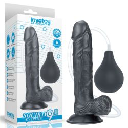 9'' Squirt Extreme Dildo STŘÍKAJÍCÍ - Černé, 23 cm délka, průměr 4,4 cm, vhodně pro anál