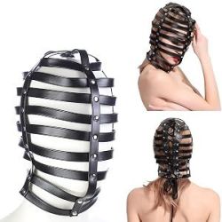 Erotická dámská maska napodobuje design šermířské masky, sexy prodyšná maska, pro otrokyně, cosplay, fetiš, omezování a bondáž, pro ženy a muže