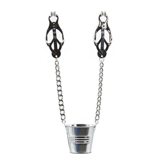 Kovové svorky na bradavky s vedierkom na retiazke, nipple clamps with buckets/jugs
